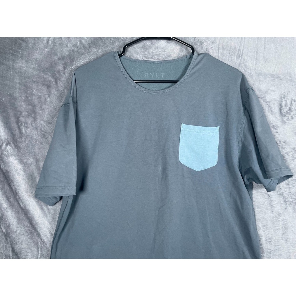 BYLT Premium Basics Men's Drop Cut Pocket T Shirt Green Blue Size XL